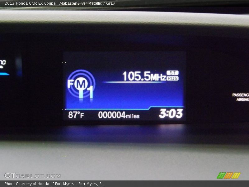 Alabaster Silver Metallic / Gray 2013 Honda Civic EX Coupe