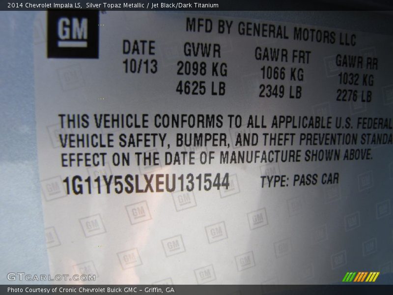 Silver Topaz Metallic / Jet Black/Dark Titanium 2014 Chevrolet Impala LS