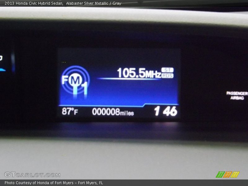 Alabaster Silver Metallic / Gray 2013 Honda Civic Hybrid Sedan