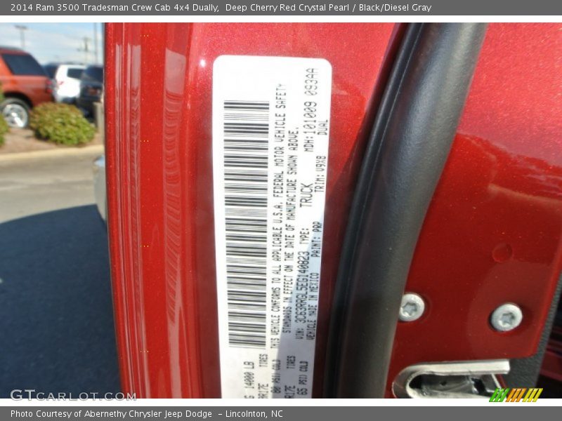 Deep Cherry Red Crystal Pearl / Black/Diesel Gray 2014 Ram 3500 Tradesman Crew Cab 4x4 Dually