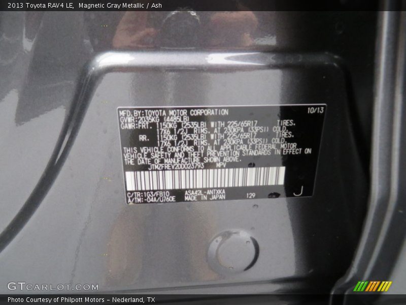 Magnetic Gray Metallic / Ash 2013 Toyota RAV4 LE