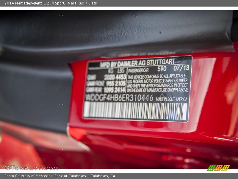 Mars Red / Black 2014 Mercedes-Benz C 250 Sport