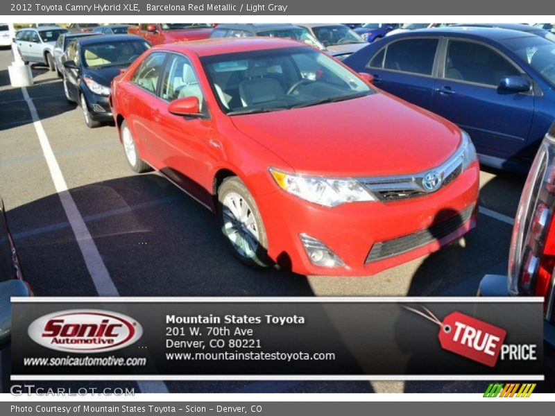 Barcelona Red Metallic / Light Gray 2012 Toyota Camry Hybrid XLE