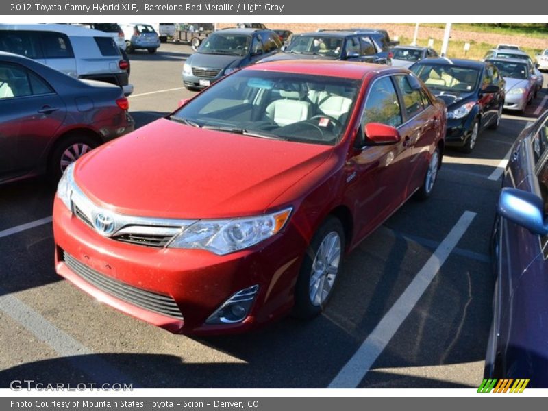 Barcelona Red Metallic / Light Gray 2012 Toyota Camry Hybrid XLE