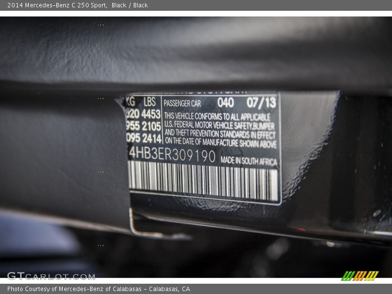 Black / Black 2014 Mercedes-Benz C 250 Sport