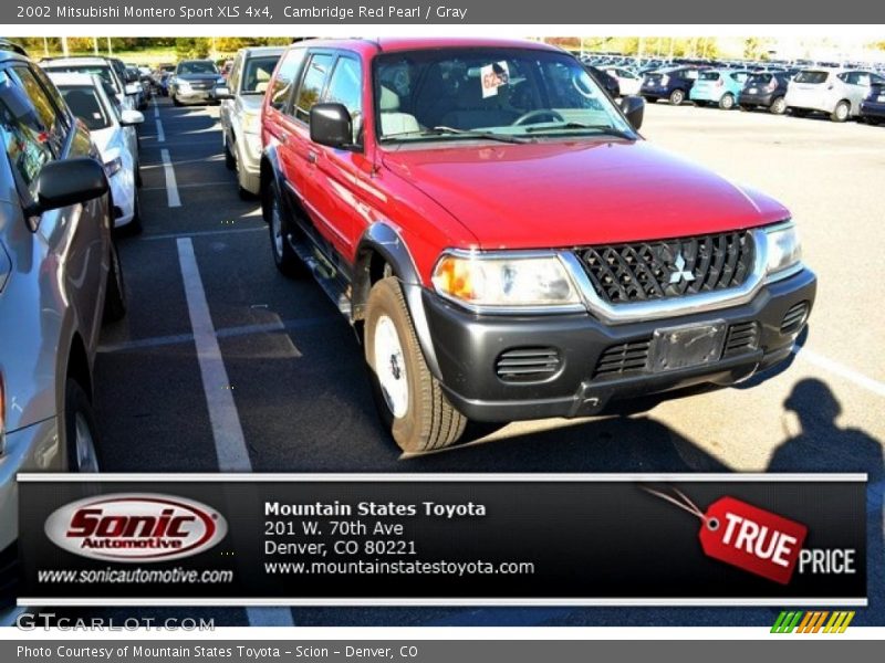 Cambridge Red Pearl / Gray 2002 Mitsubishi Montero Sport XLS 4x4