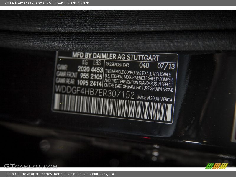 Black / Black 2014 Mercedes-Benz C 250 Sport