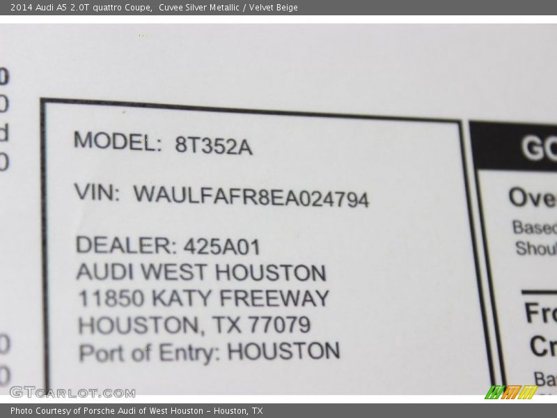 Cuvee Silver Metallic / Velvet Beige 2014 Audi A5 2.0T quattro Coupe