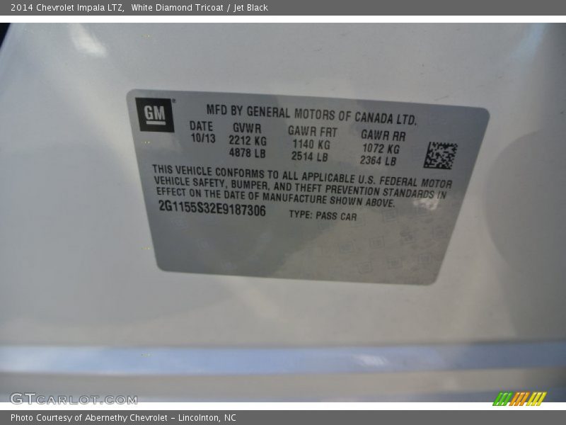 White Diamond Tricoat / Jet Black 2014 Chevrolet Impala LTZ
