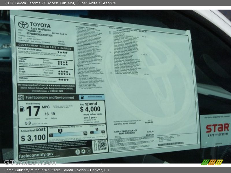Super White / Graphite 2014 Toyota Tacoma V6 Access Cab 4x4