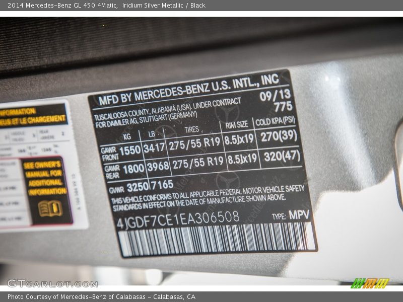 Iridium Silver Metallic / Black 2014 Mercedes-Benz GL 450 4Matic