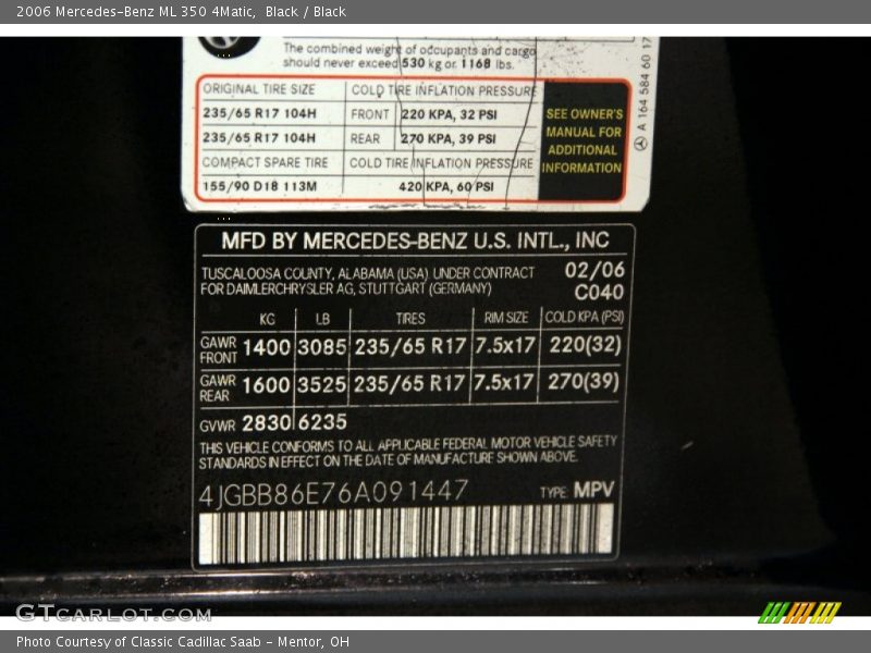 Black / Black 2006 Mercedes-Benz ML 350 4Matic