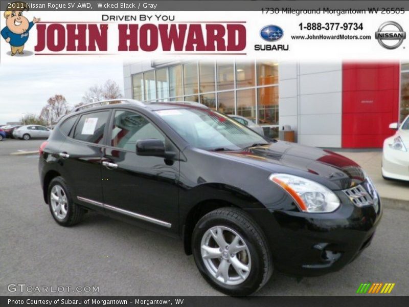 Wicked Black / Gray 2011 Nissan Rogue SV AWD