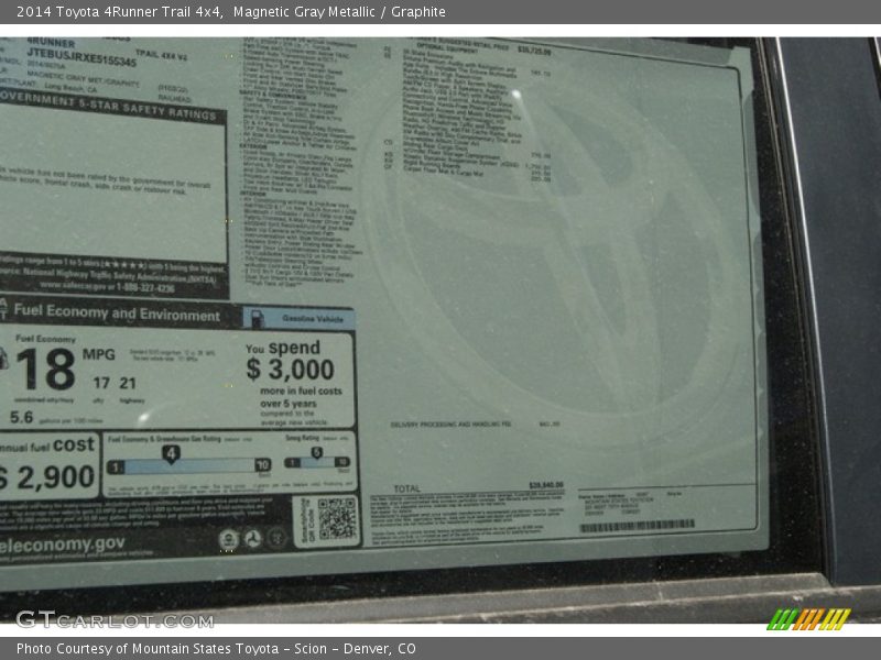 Magnetic Gray Metallic / Graphite 2014 Toyota 4Runner Trail 4x4