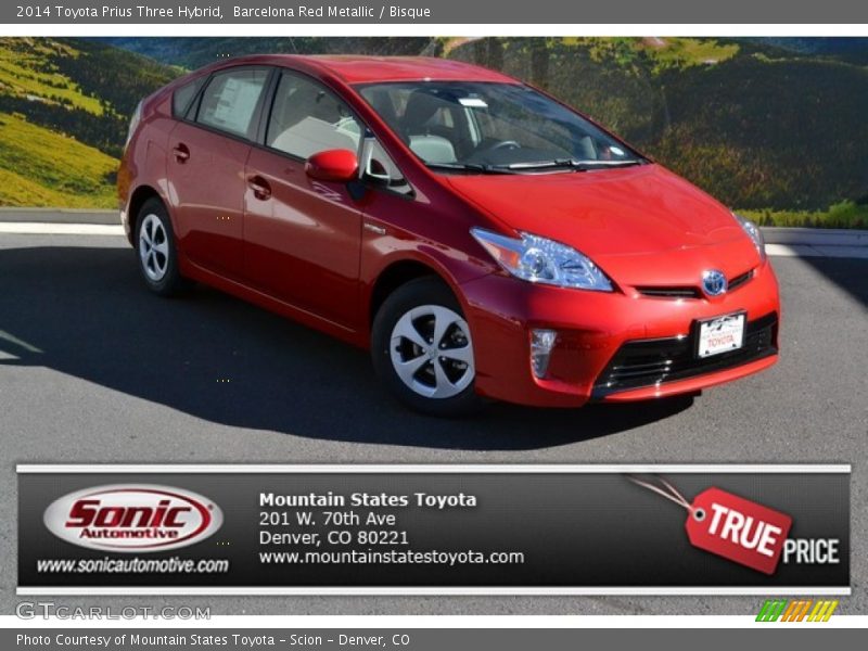 Barcelona Red Metallic / Bisque 2014 Toyota Prius Three Hybrid
