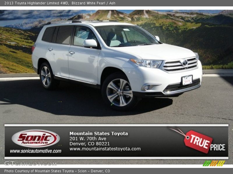Blizzard White Pearl / Ash 2013 Toyota Highlander Limited 4WD