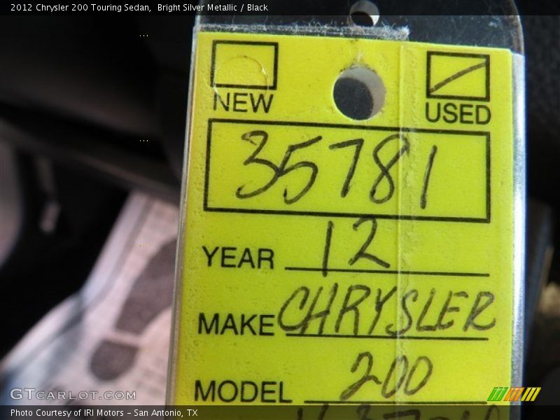 Bright Silver Metallic / Black 2012 Chrysler 200 Touring Sedan