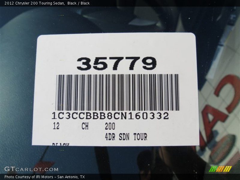 Black / Black 2012 Chrysler 200 Touring Sedan