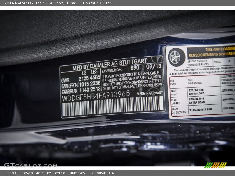 2014 C 350 Sport Lunar Blue Metallic Color Code 890