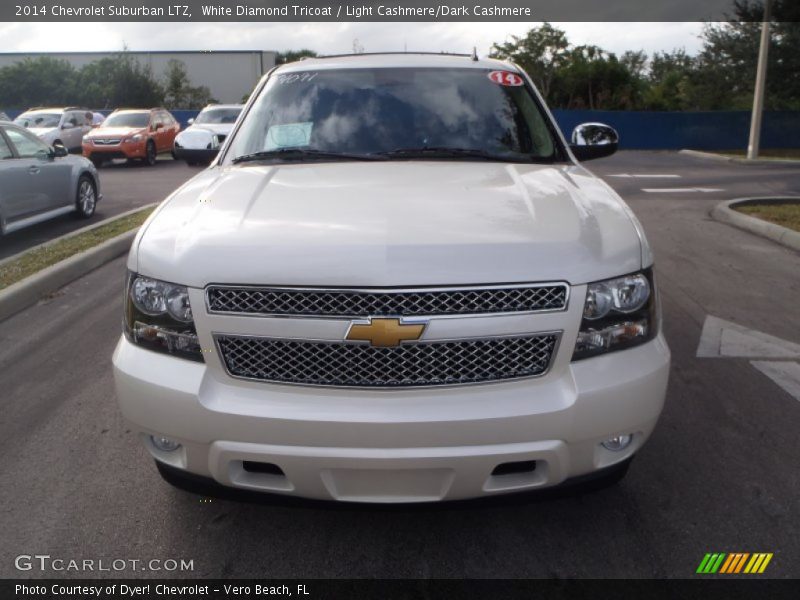 White Diamond Tricoat / Light Cashmere/Dark Cashmere 2014 Chevrolet Suburban LTZ