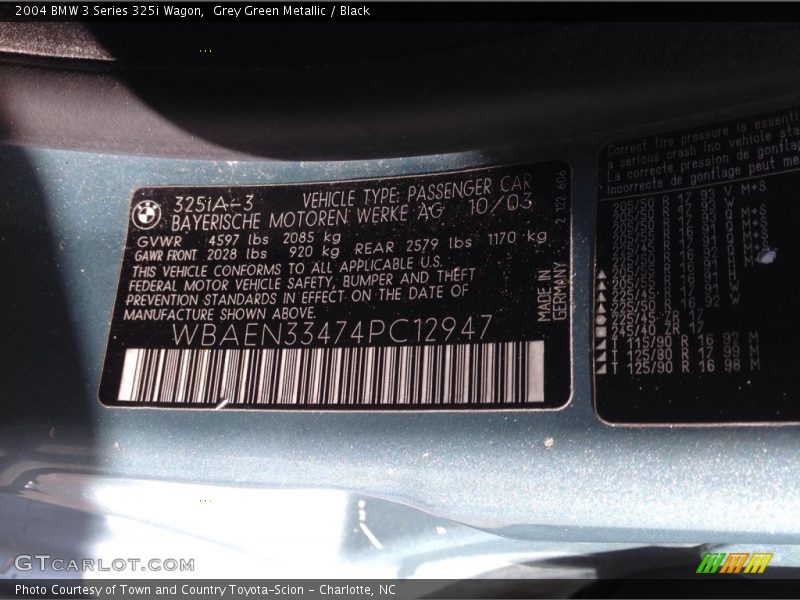 Grey Green Metallic / Black 2004 BMW 3 Series 325i Wagon
