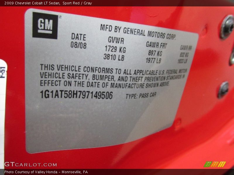 Sport Red / Gray 2009 Chevrolet Cobalt LT Sedan