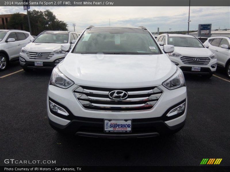 Frost White Pearl / Gray 2014 Hyundai Santa Fe Sport 2.0T FWD