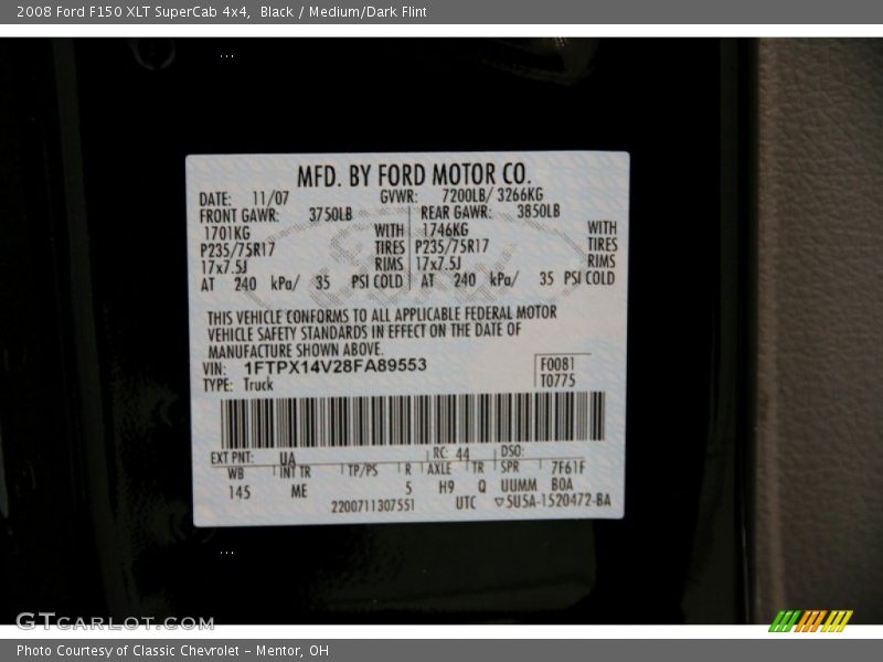 Black / Medium/Dark Flint 2008 Ford F150 XLT SuperCab 4x4