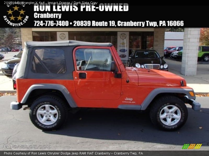 Impact Orange / Dark Slate Gray 2005 Jeep Wrangler X 4x4