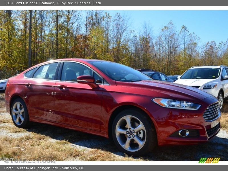 Ruby Red / Charcoal Black 2014 Ford Fusion SE EcoBoost
