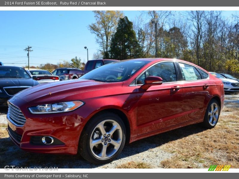 Ruby Red / Charcoal Black 2014 Ford Fusion SE EcoBoost