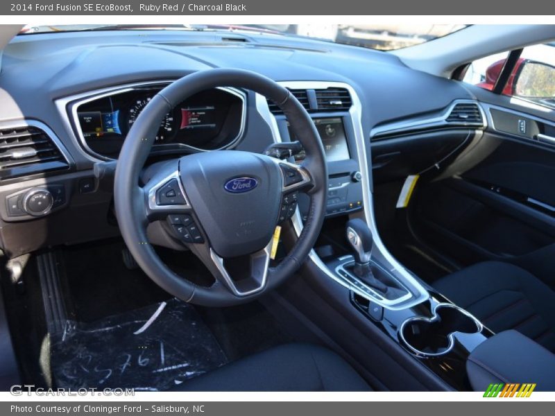 Ruby Red / Charcoal Black 2014 Ford Fusion SE EcoBoost