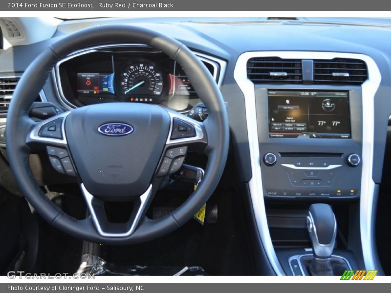 Ruby Red / Charcoal Black 2014 Ford Fusion SE EcoBoost