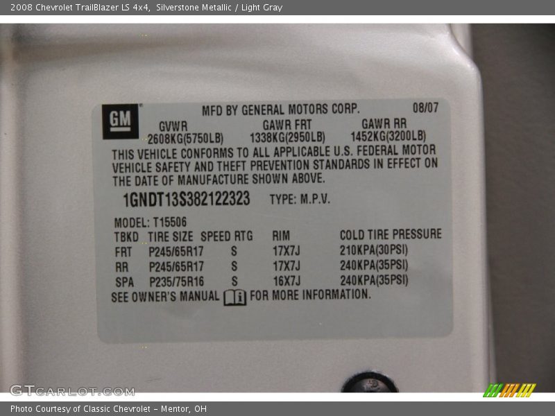 Silverstone Metallic / Light Gray 2008 Chevrolet TrailBlazer LS 4x4
