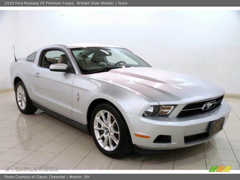 Brilliant Silver Metallic / Stone 2010 Ford Mustang V6 Premium Coupe