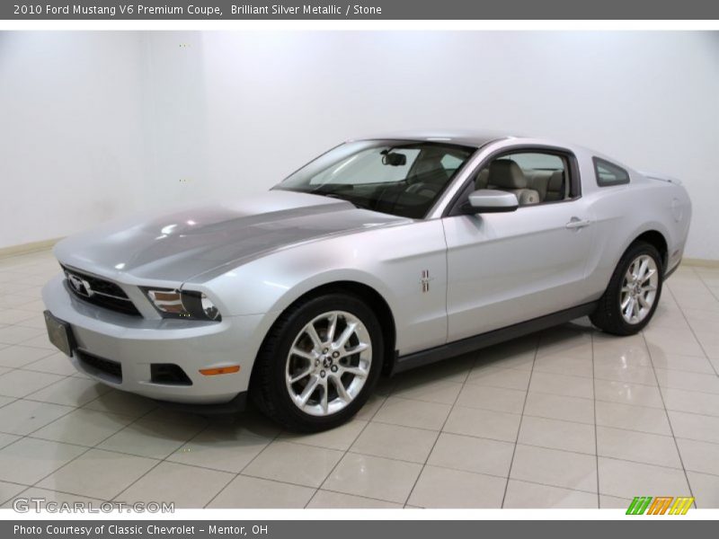 Brilliant Silver Metallic / Stone 2010 Ford Mustang V6 Premium Coupe