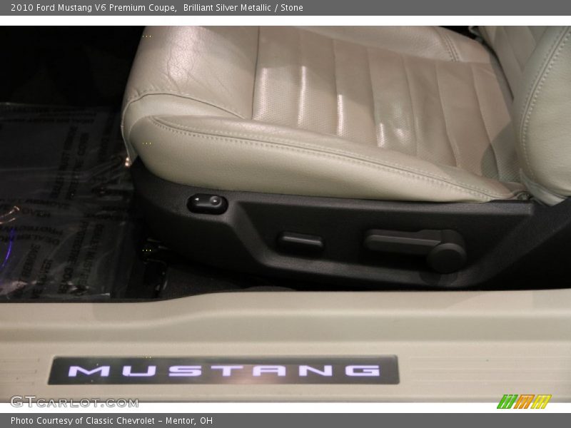 Brilliant Silver Metallic / Stone 2010 Ford Mustang V6 Premium Coupe