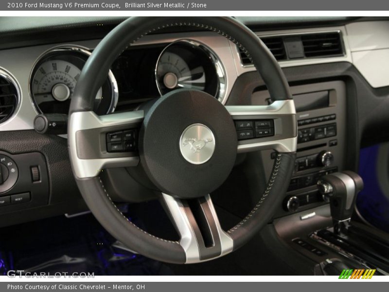 Brilliant Silver Metallic / Stone 2010 Ford Mustang V6 Premium Coupe
