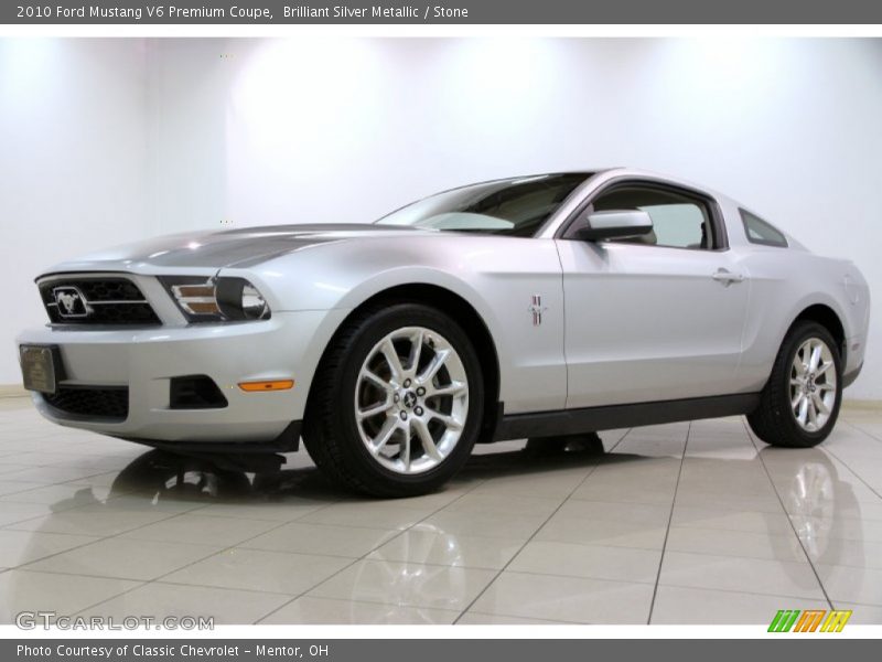 Brilliant Silver Metallic / Stone 2010 Ford Mustang V6 Premium Coupe