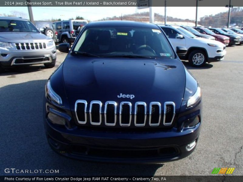 True Blue Pearl / Iceland - Black/Iceland Gray 2014 Jeep Cherokee Sport