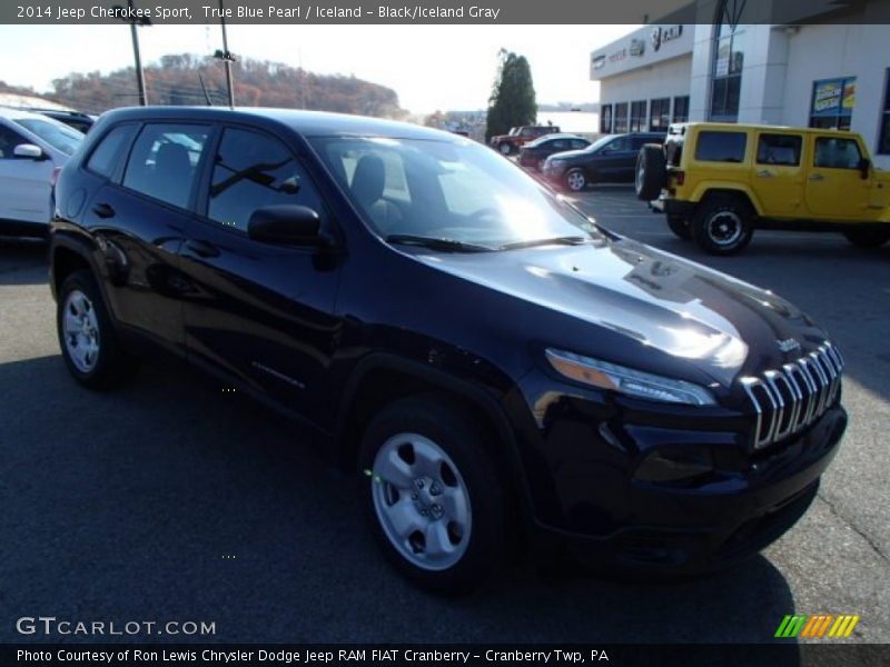 True Blue Pearl / Iceland - Black/Iceland Gray 2014 Jeep Cherokee Sport