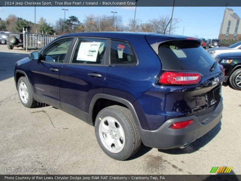 True Blue Pearl / Iceland - Black/Iceland Gray 2014 Jeep Cherokee Sport
