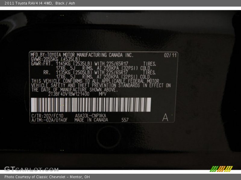 Black / Ash 2011 Toyota RAV4 I4 4WD