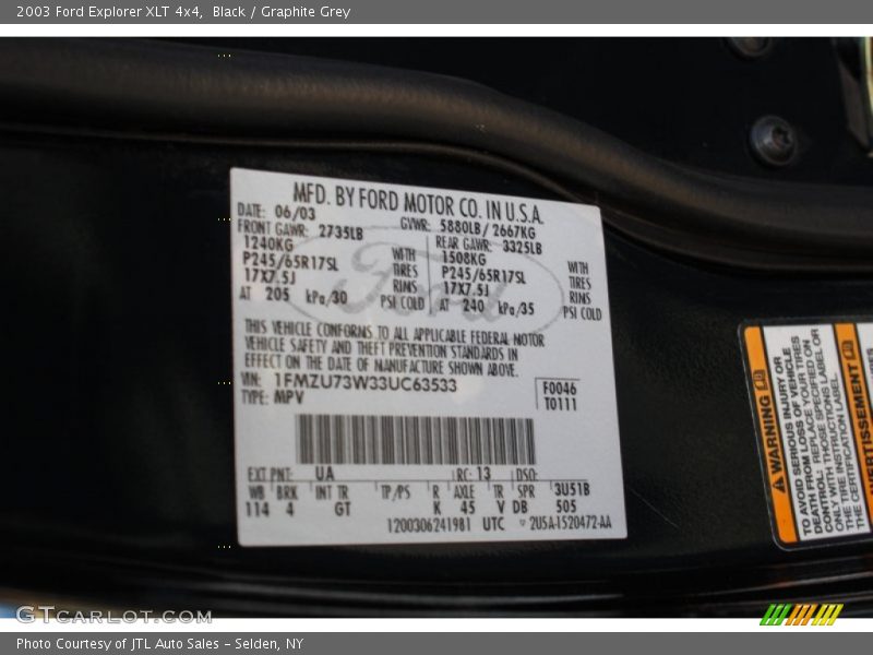 Black / Graphite Grey 2003 Ford Explorer XLT 4x4