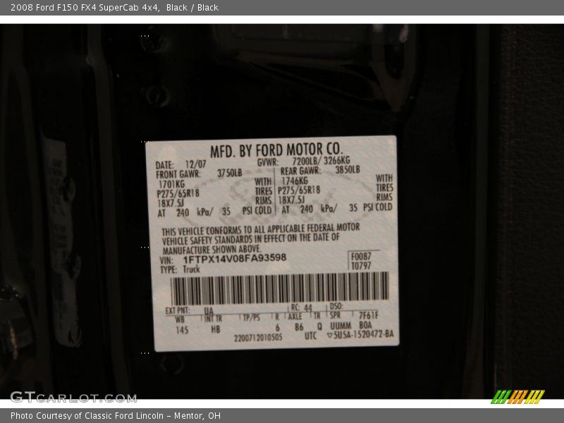 Black / Black 2008 Ford F150 FX4 SuperCab 4x4