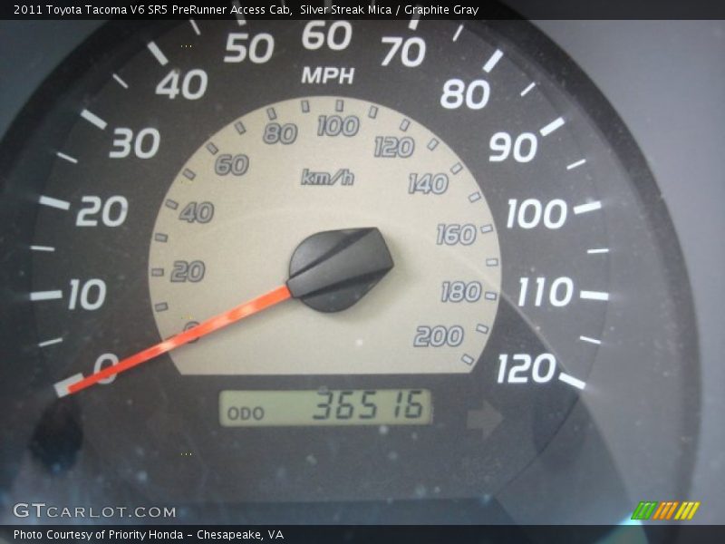 Silver Streak Mica / Graphite Gray 2011 Toyota Tacoma V6 SR5 PreRunner Access Cab