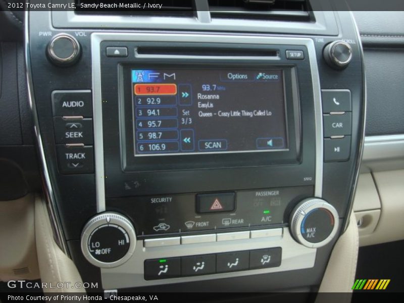 Sandy Beach Metallic / Ivory 2012 Toyota Camry LE