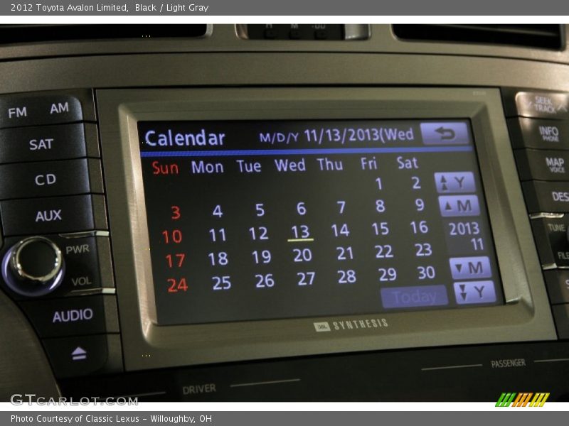 Black / Light Gray 2012 Toyota Avalon Limited