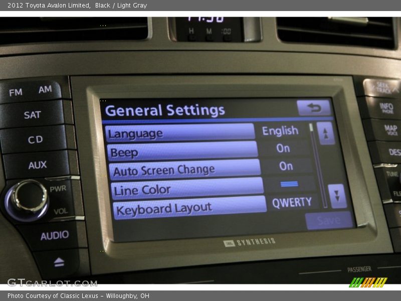 Black / Light Gray 2012 Toyota Avalon Limited