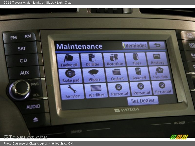 Black / Light Gray 2012 Toyota Avalon Limited